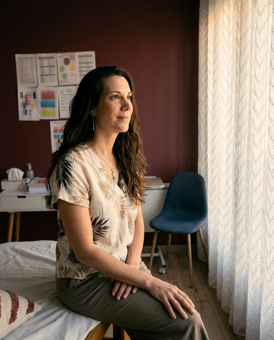 Amandine Avril dans son cabinet, dans un moment de calme